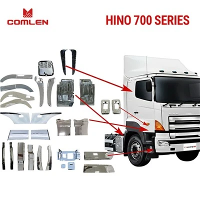Hot Sale High Quality Chromed Pumper /Headlamp/ Headlight/ Headlight Corner Panel / Headlight Bezel / Front Corner Cover / Cab Corner Trim Facelift Upgrade Body Kits For HINO 300 / Hino 500 / Hino 700 Series best
